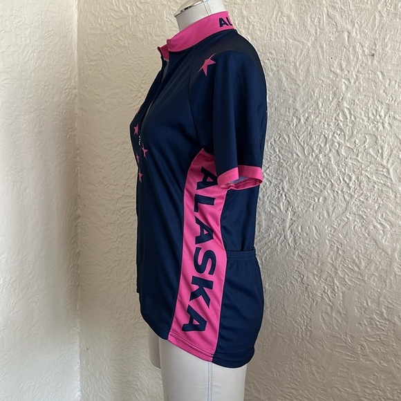 Champion Systems Ladies Alaska Bike Cycling Jersey Dark Blue Pink Stars Large - Picture 4 of 8